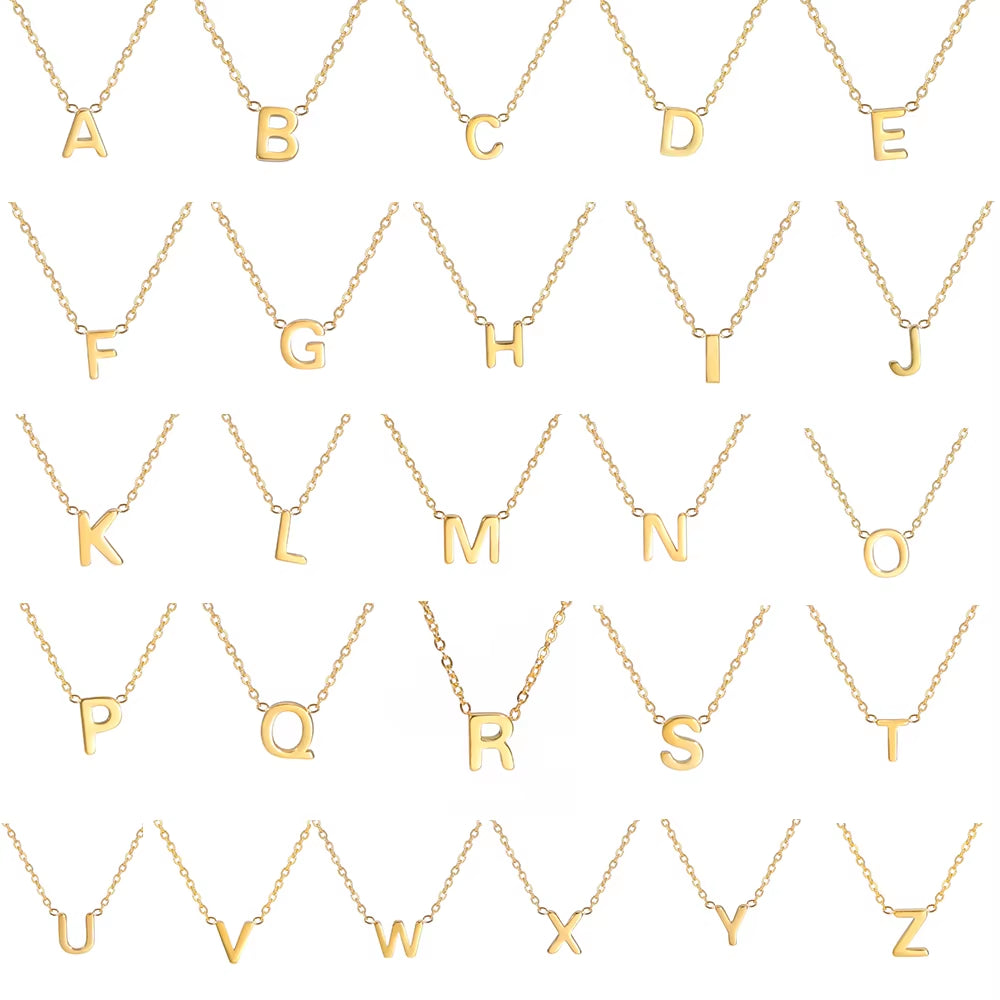 Minimalist Initial A-Z Letter Necklace for Women Alphabet Stainless Steel Choker Chains Jewelry Birthday Gift Wholesale