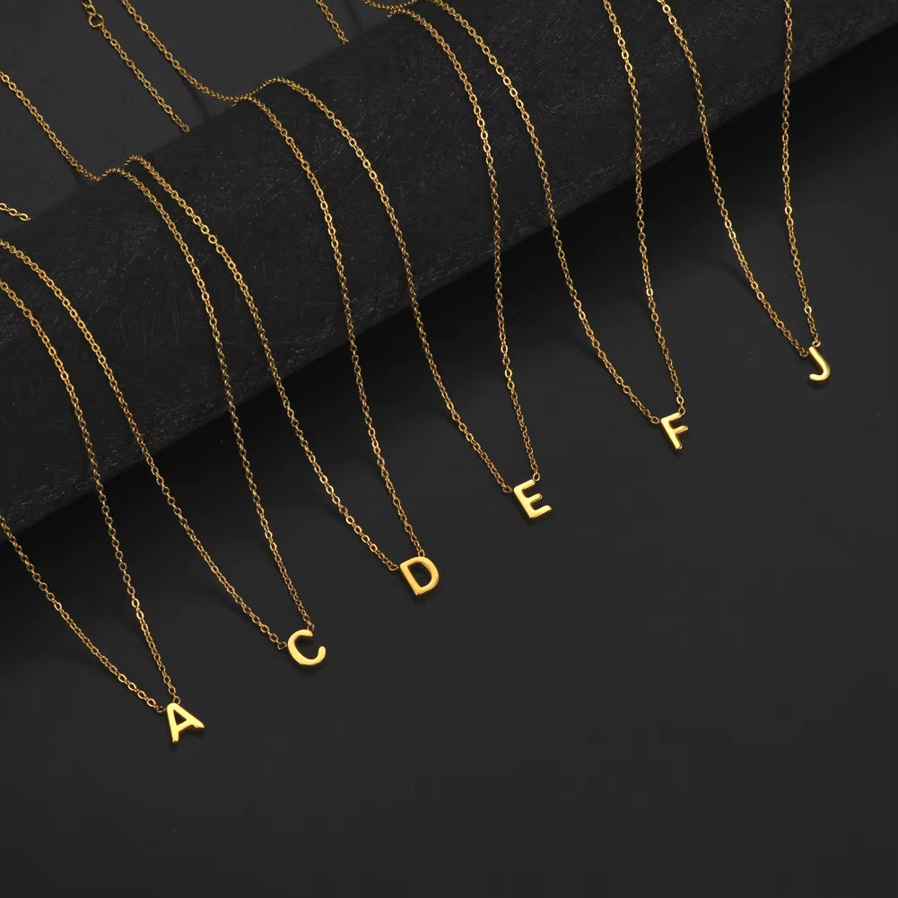 Minimalist Initial A-Z Letter Necklace for Women Alphabet Stainless Steel Choker Chains Jewelry Birthday Gift Wholesale